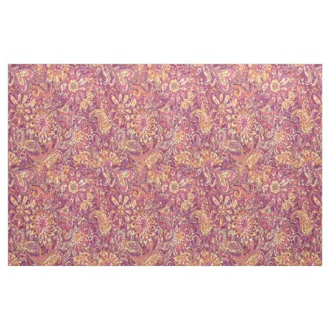 Tissu Motif Paisley Paisley Rose Orange Purple (Fat Quarter)
