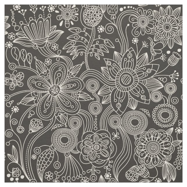 Tissu Motif Paisley, Persian Paisley, noir et blanc (Échantillon)