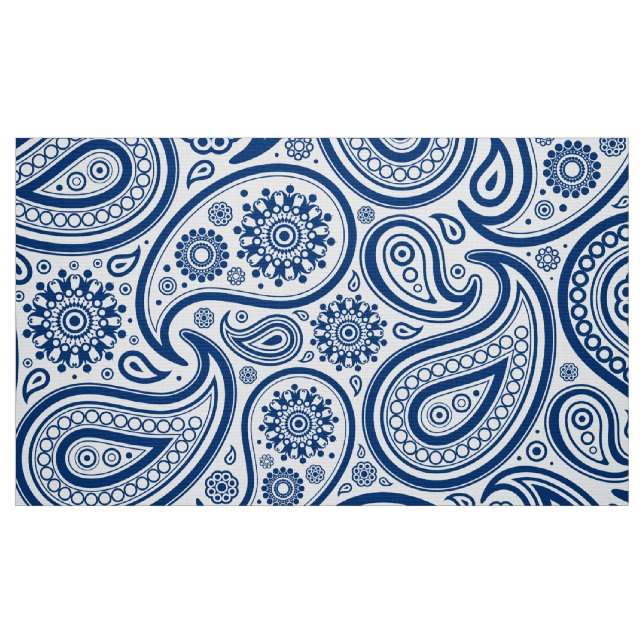 Tissu Motif Paisley Vintage bleu et blanc (Fat Quarter)
