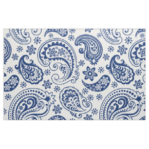 Tissu Motif Paisley Vintage bleu et blanc