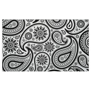 Tissu Motif Paisley Vintage noir et blanc