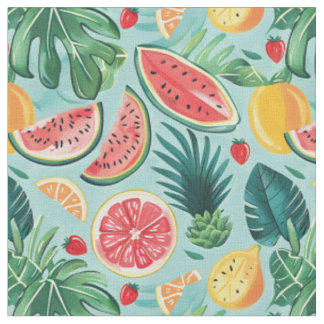 Tissu Motif Pastèque, Ananas & Agrumes