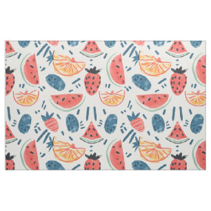 Tissu Motif Pastèque   Cottage de Fruits d'Été Sans Cout