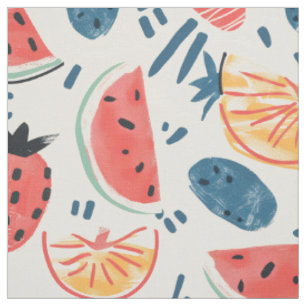 Tissu Motif Pastèque Cottage de Fruits d'Été Sans Cout