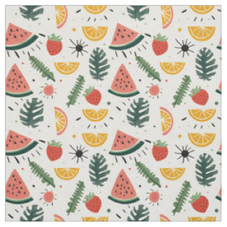 Tissu Motif Pastèque, Fraise & Orange