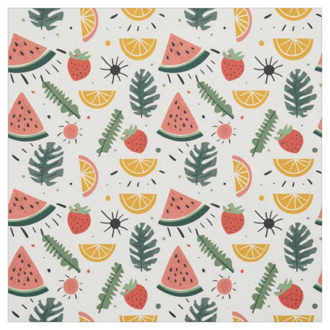 Tissu Motif Pastèque, Fraise & Orange (Échantillon)