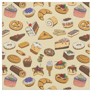 Tissu Motif pâtisseries mignonnes