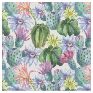 Tissu Motif peint à la main de cactus d'aquarelle
