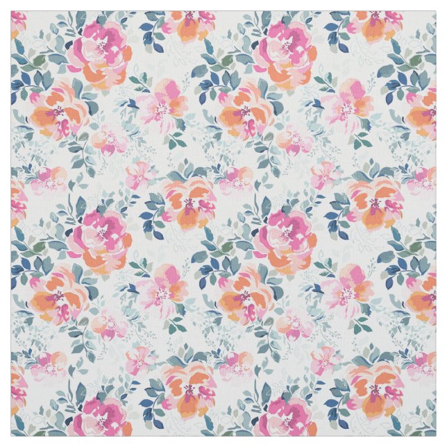 Tissu Motif peint de roses (Échantillon)