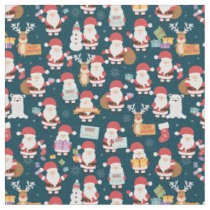 Tissu Motif Père Noël et amis