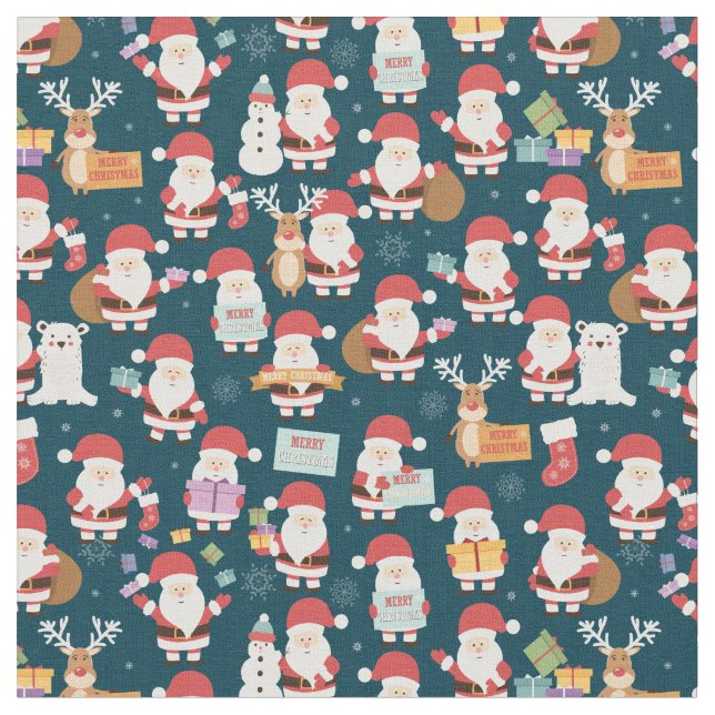 Tissu Motif Père Noël et amis (Fermer)