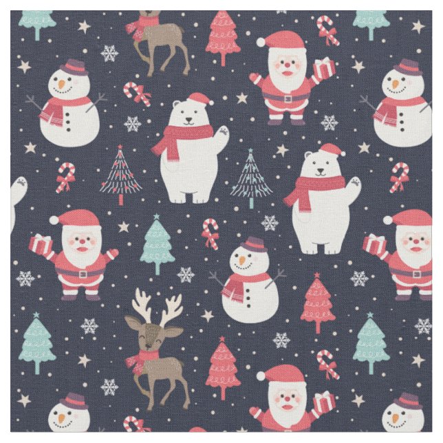 Tissu Motif père Noël & Friends (Fermer)