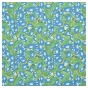 Tissu Motif personnalisé de Volubilis bleu sur fond jaun