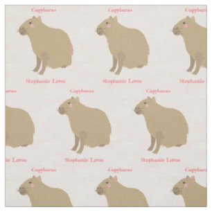 Tissu Motif personnalisé Girly Capybara sur rose clair