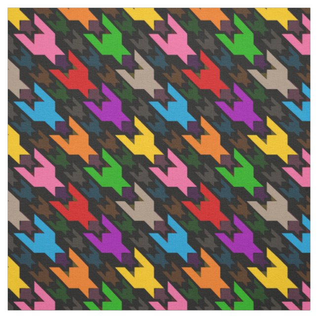 Tissu Motif pied-de-poule coloré noir  (Échantillon)