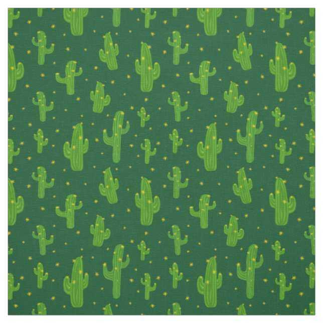 Tissu Motif Plante de Cactus vert de dessin (Échantillon)