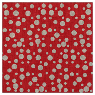 Tissu Motif Pois rouge et blanc