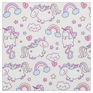 Tissu Motif potelé d'arc-en-ciel de licornes de vol de