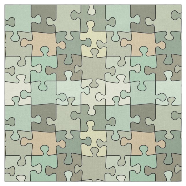 Tissu Motif puzzle vert (Échantillon)