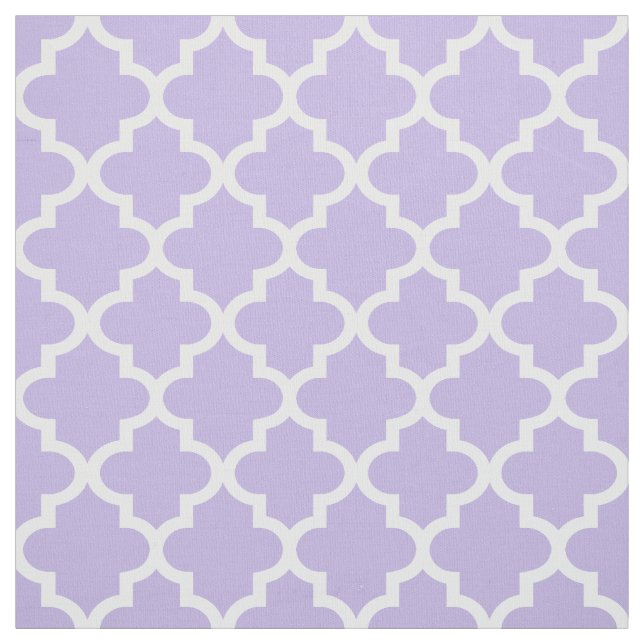 Tissu Motif Quatrefoil blanc et violet clair moderne (Échantillon)
