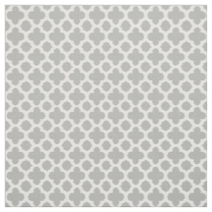 Tissu Motif Quatrefoil gris beige blanc Ikat