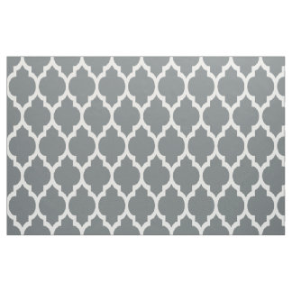 Tissu Motif Quatrefoil Marocain Blanc Charbon #4 Sz12