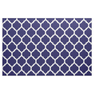 Tissu Motif Quatrefoil Marocain Bleu Marine Vibrant
