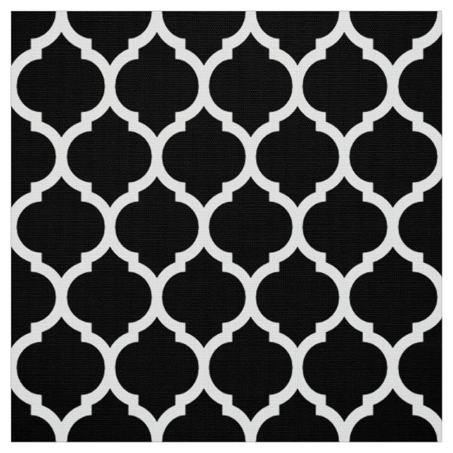 Tissu Motif Quatrefoil noir blanc Marocain (Échantillon)