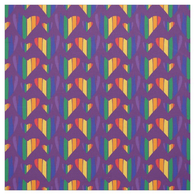 Tissu Motif Rainbow Hearts (Échantillon)