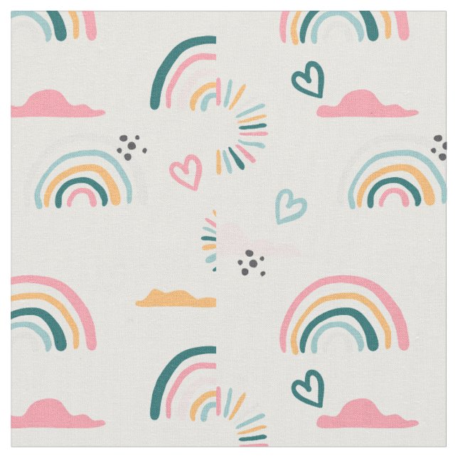Tissu Motif Rainbows & Hearts (Fermer)
