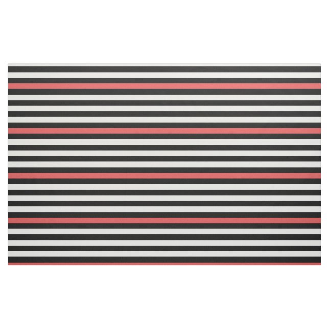 Tissu Motif rayé blanc et rouge noir (Fat Quarter)