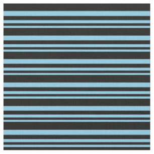 Tissu Motif rayé bleu ciel et noir