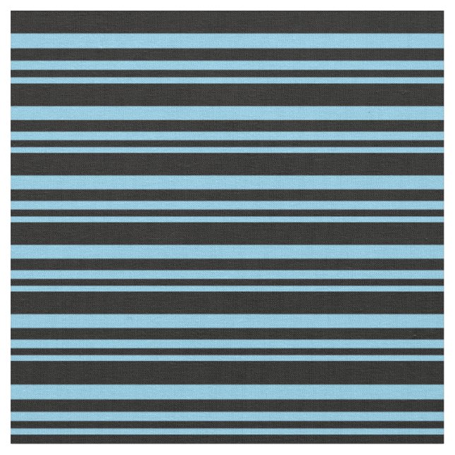 Tissu Motif rayé bleu ciel et noir (Fermer)