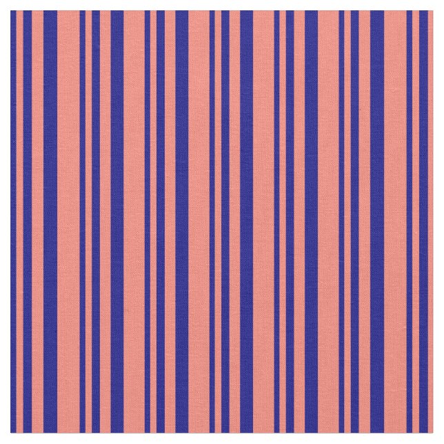 Tissu Motif rayé bleu et Saumon (Fermer)