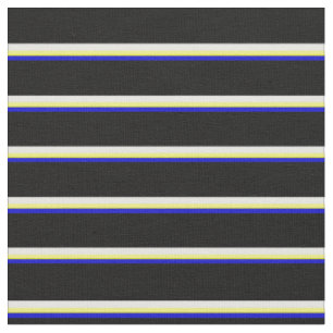 Tissu Motif rayé bleu, jaune, blanc et noir