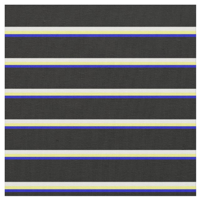 Tissu Motif rayé bleu, jaune, blanc et noir (Fermer)