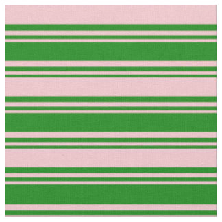 Tissu Motif rayé de couleur verte et rose