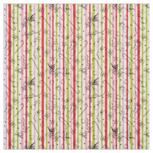 Tissu Motif rayé de Noël Grinch vintage