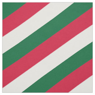 Tissu Motif rayé de rouge, vert et blanc