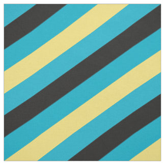 Tissu Motif rayé noir, bleu et jaune
