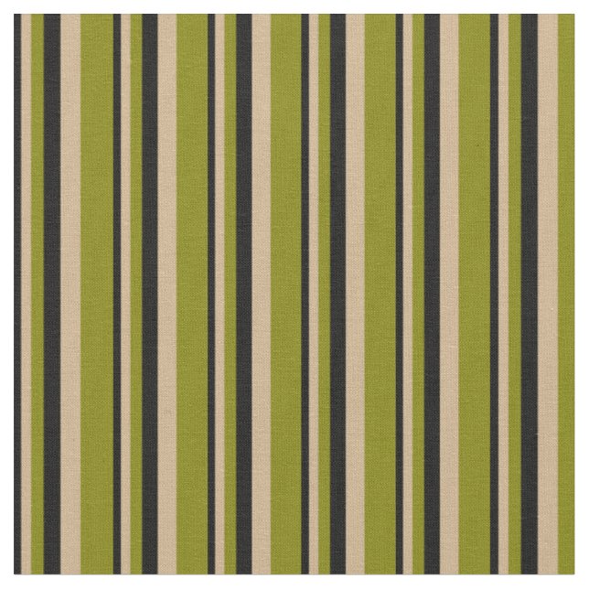 Tissu Motif rayé noir, bronzé et vert (Fermer)