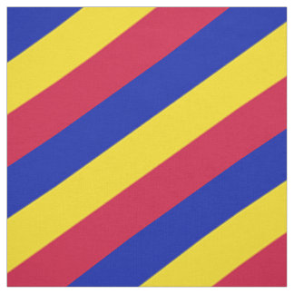 Tissu Motif rayé rouge, bleu et jaune