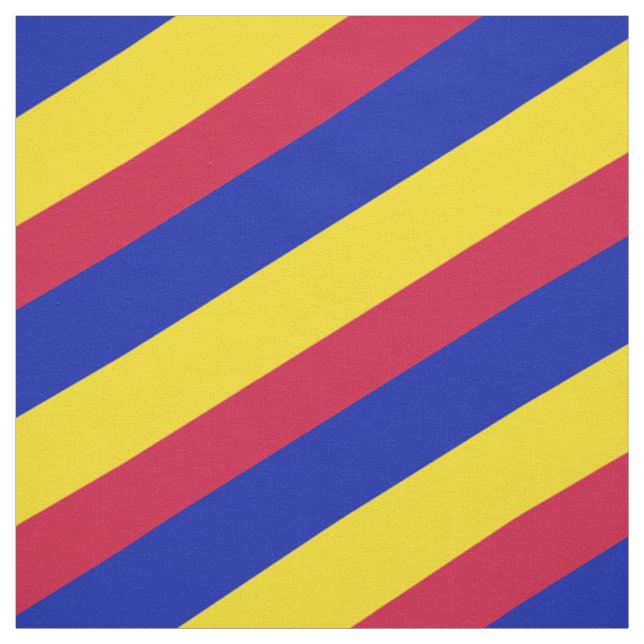 Tissu Motif rayé rouge, bleu et jaune (Échantillon)