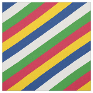 Tissu Motif rayé rouge, jaune, bleu, blanc et vert