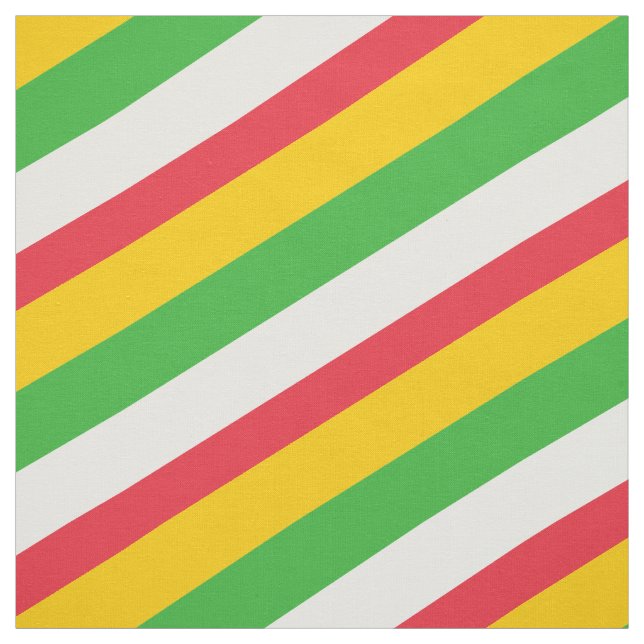 Tissu Motif rayé rouge, vert, blanc et jaune (Échantillon)