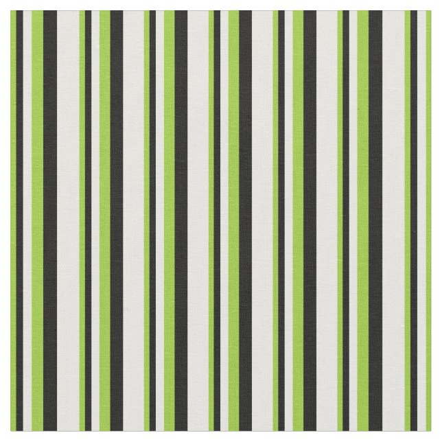 Tissu Motif rayé vert, noir et blanc (Fermer)
