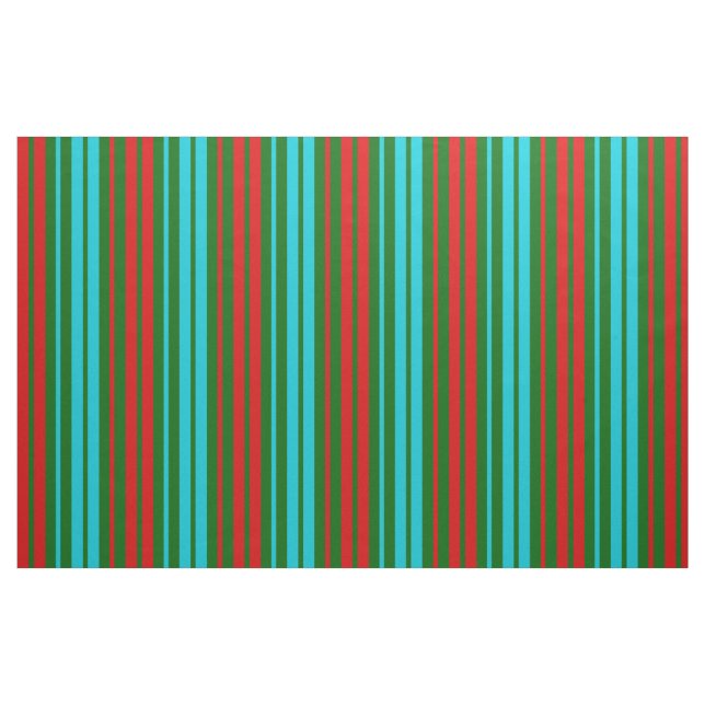 Tissu Motif rayures vert rouge bleu   (Fat Quarter)
