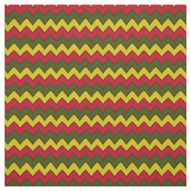Tissu Motif Red Green Hippie Chevron ZigZag Boho (Échantillon)
