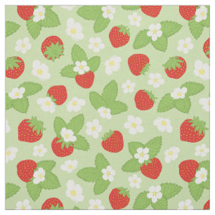 Tissu Motif Red Green Strawberry