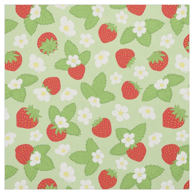 Tissu Motif Red Green Strawberry (Échantillon)